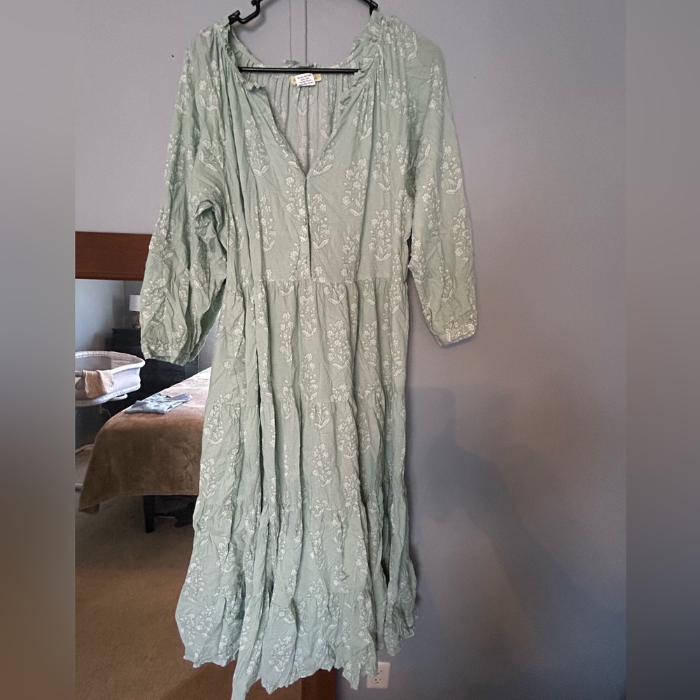 Mint Green Floral Midi Dress